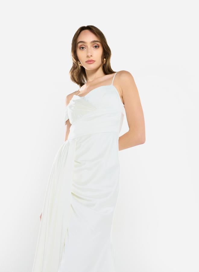 House of Moda Women Asymmetric Drape Overlay Maxi Dress - Image 4